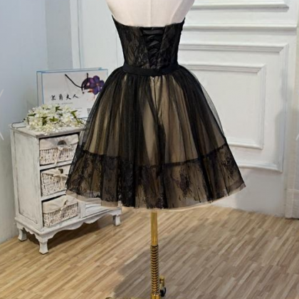 Black Lace Tulle Simple Homecoming Dresses, Pretty..