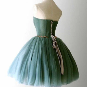 Elegant Tulle Strapless Short Homecoming Dress,..