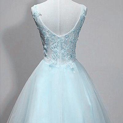 V-neckline Lace Applique Tulle Homecoming Dress,..