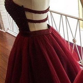 A-line Homecoming Dress,halter Party Dress,beading..