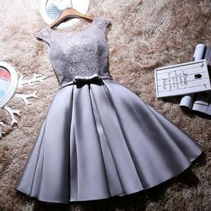 Lace And Satin Homecoming Dress With Sash, Lovely..