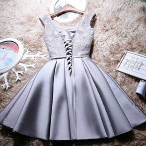 Lace And Satin Homecoming Dress With Sash, Lovely..