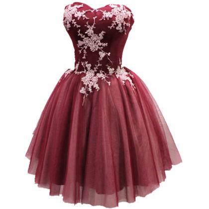 Tulle Homecoming Dress With Applique, Cute Party..