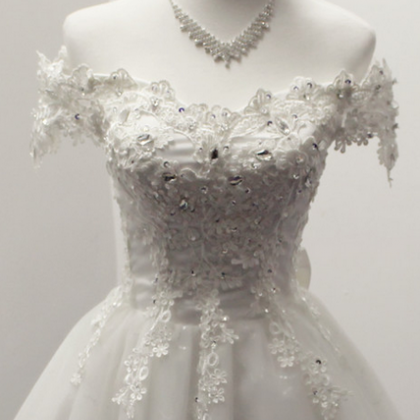 Cute White Lace Applique Homecoming Dress With..