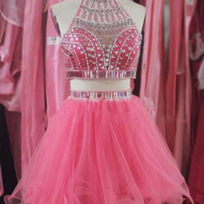 High Quality Two Piece Short Prom Dresses,beading..