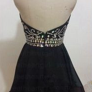 Black Beaings Chiffon Short Prom Dresses, Beadings..