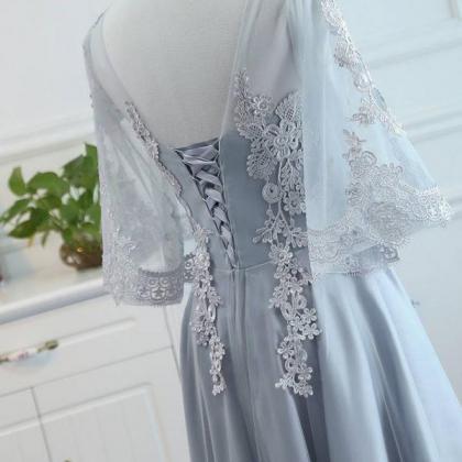 Lovely Tulle Grey Lace Party Dress With Lace,..