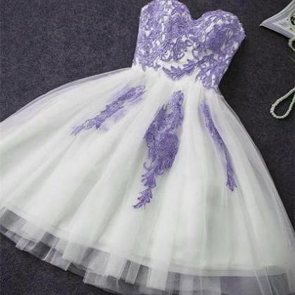 Cute Simple Tulle With Lace Applique Short Party..