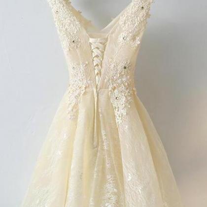 Adorable Short V-neckline Lace Formal Dress,..