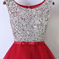Beautiful Tulle Red Sequins High Low Party..