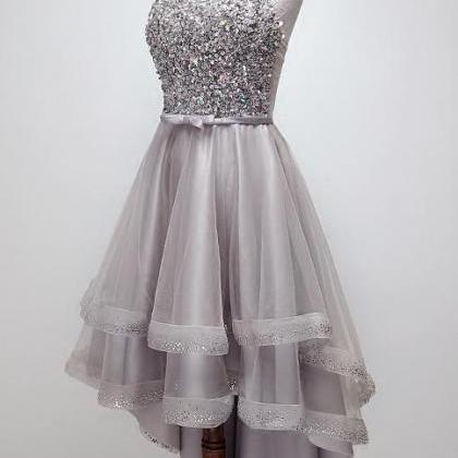 Sparkly Halter High-low Sequins Prom Dress, Tulle..
