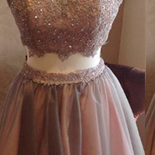 Two Pieces Homecoming Dresses, Lace Homecoming..