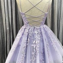 Lavender Knee Length Short Hoco Party Dress