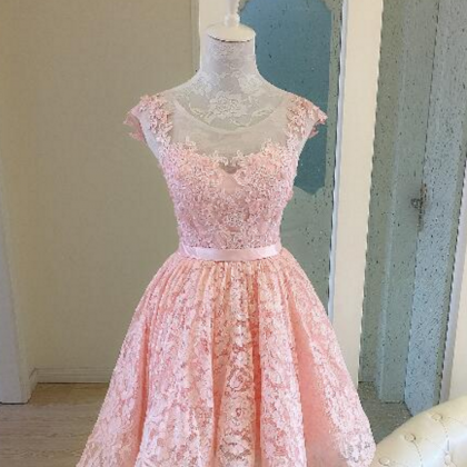 Short Pink Homecoming Dress With Keyhole Back