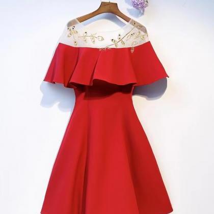 Red Dress,o-neck Party Dress,cute Homecoming Dress
