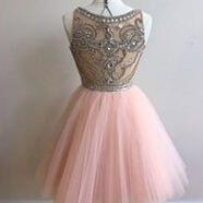Pink Tulle Homecoming Dress,sexy Homecoming..