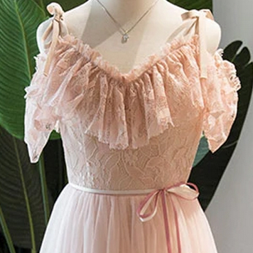 Blush Pink Party Dress,Lace Short H..