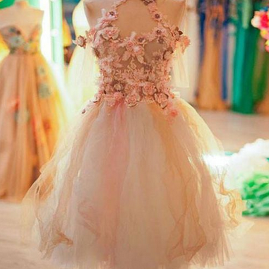 A-line Party Dress, Jewel Knee-length Tulle..