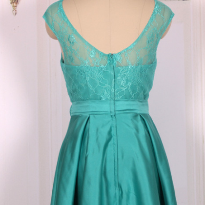 A Line Sweetheart Ball Gown,green Short Lace Prom..