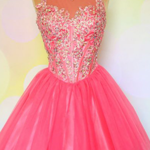 Pink Homecoming Dress, Open Back Homecoming Dress,..