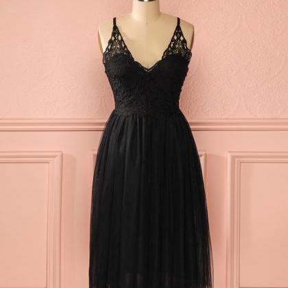 Black Dresses,tulle Prom Dresses,v Neck Bridesmaid..