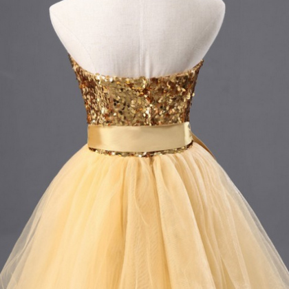 Sweetheart Yellow Bridesmaid Dress, Evening..