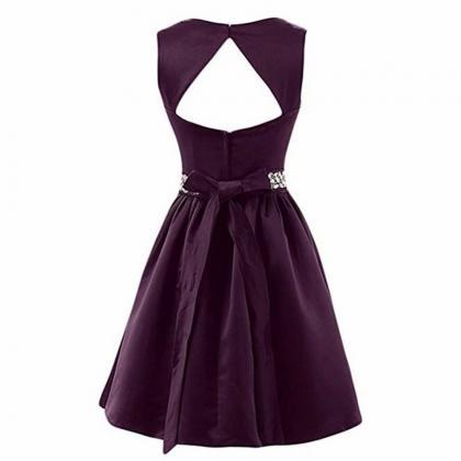 A Line Homecoming Dress, Purple Prom Dresses, V..