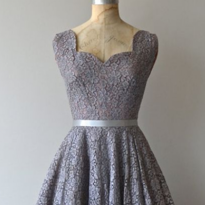 Vintage Ball Gown Homecoming Dresses, Scoop Lace..
