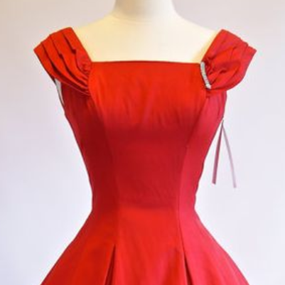 Vintage Ball Gown, Homecoming Dresses, Red Mini..