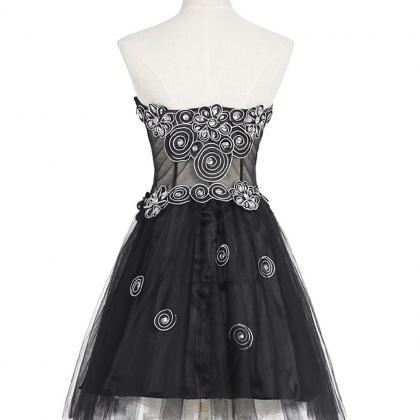 Sweetheart Short Black Homecoming Dress,prom..