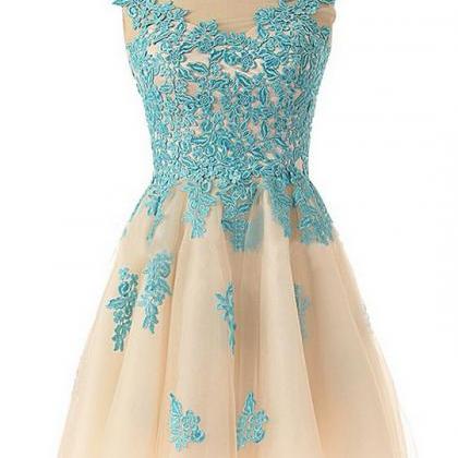 Tulle Beaded Open Back Homecoming Dress,prom..