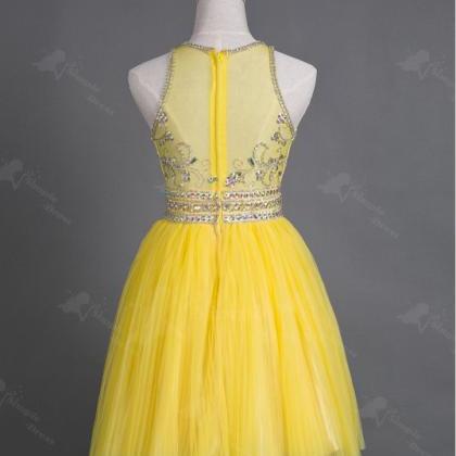 Yellow Tulle Homecoming Dress,prom..