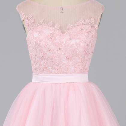 Baby Pink Cocktail Dress, Tulle Graduation Dress,..