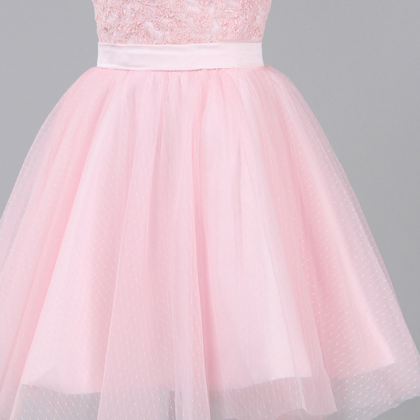 Baby Pink Cocktail Dress, Tulle Graduation Dress,..