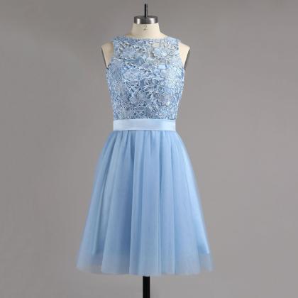 Jewel Ice Blue Homecoming Dress With Sash,..