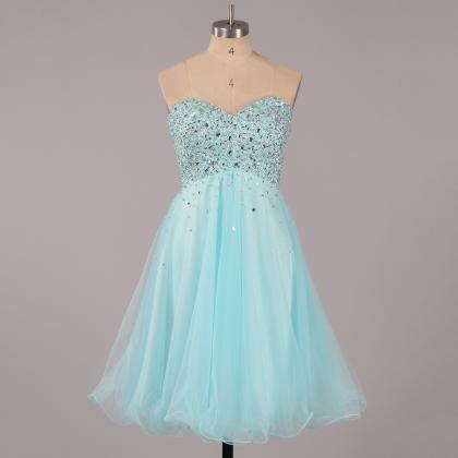 Short Tulle Homecoming Dress, Featuring Beaded..