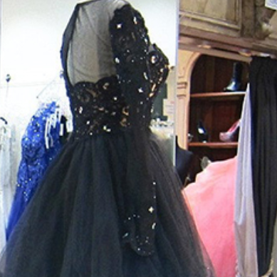 Black Lace Prom Dresses,short Prom Dresses, Lace..
