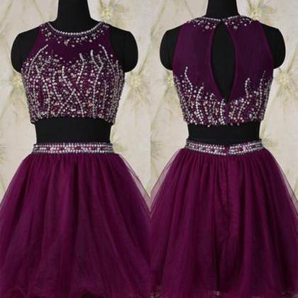 Purple Prom Dresses, Short Tulle Homecoming..