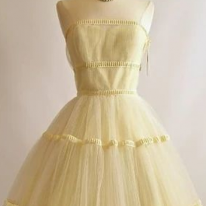 Vintage Yellow Dress, Homecoming Dress