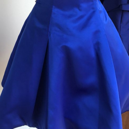Royal Blue Homecoming Dress With Cap Sleeves,..