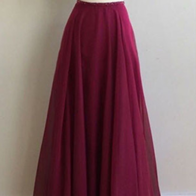 Two Pieces Burgundy Sweetheart Chiffon Prom..