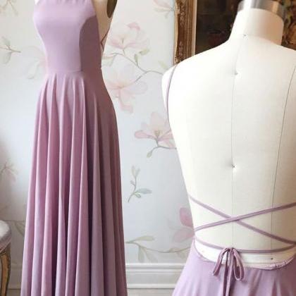 Simple Backless Party Dress, Chiffon Long Prom..