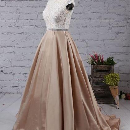 Lace Prom Dress, Modest Beautiful Long Prom Dress,..