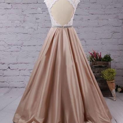 Lace Prom Dress, Modest Beautiful Long Prom Dress,..
