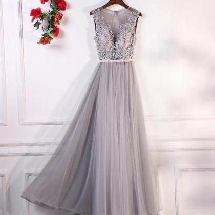 A-line Round Neck Formal Prom Dress, Beautiful..