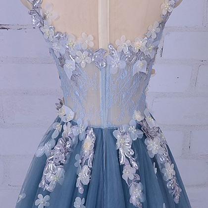 Elegant Sexy Appliques Tulle Formal Prom Dress,..