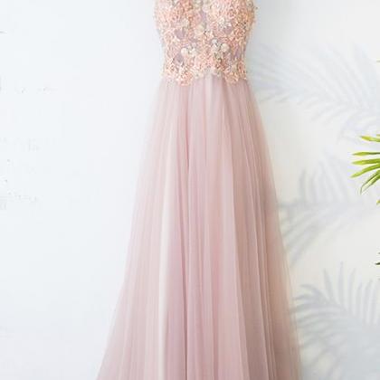 Elegant A-line V Neck Appliques Formal Prom Dress,..