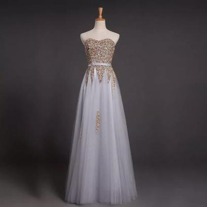 Elegant Sweetheart Tulle A-line Formal Prom Dress,..