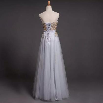 Elegant Sweetheart Tulle A-line Formal Prom Dress,..