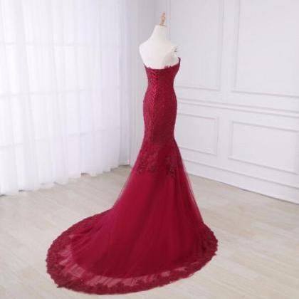 Elegant Appliques Mermaid Lace Formal Prom Dress,..